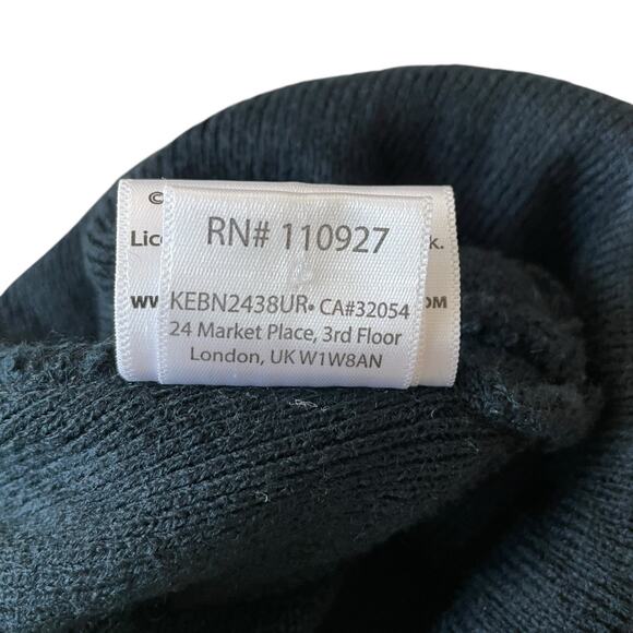 Keith Haring Black Rolled Knit Beanie Hat Embroidered Laughing Heart Unisex - Picture 8 of 10